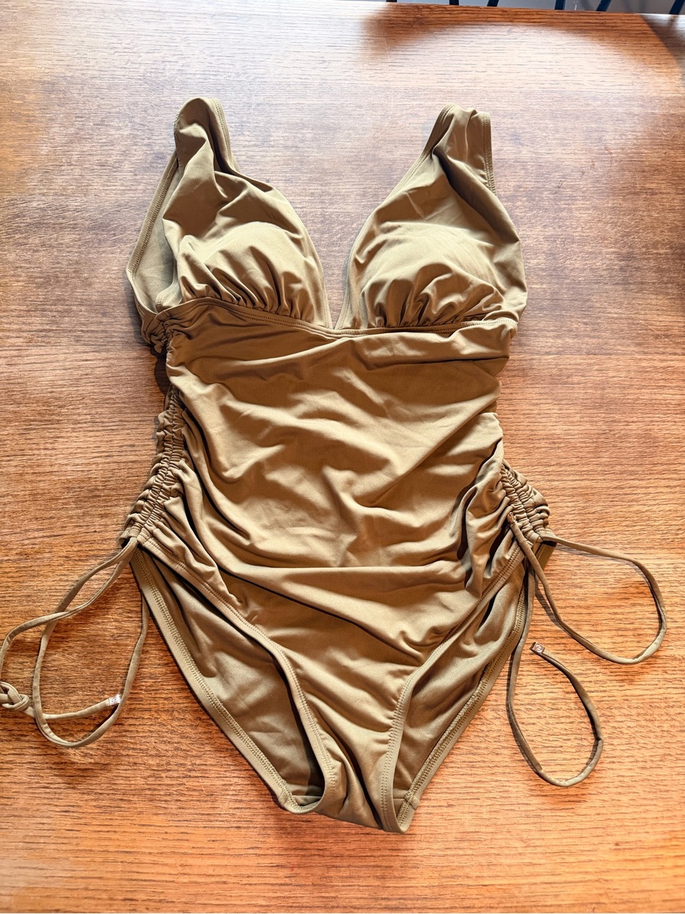 MICHAEL Michael Kors Olive One-Piece Swimsuit with Side Ties